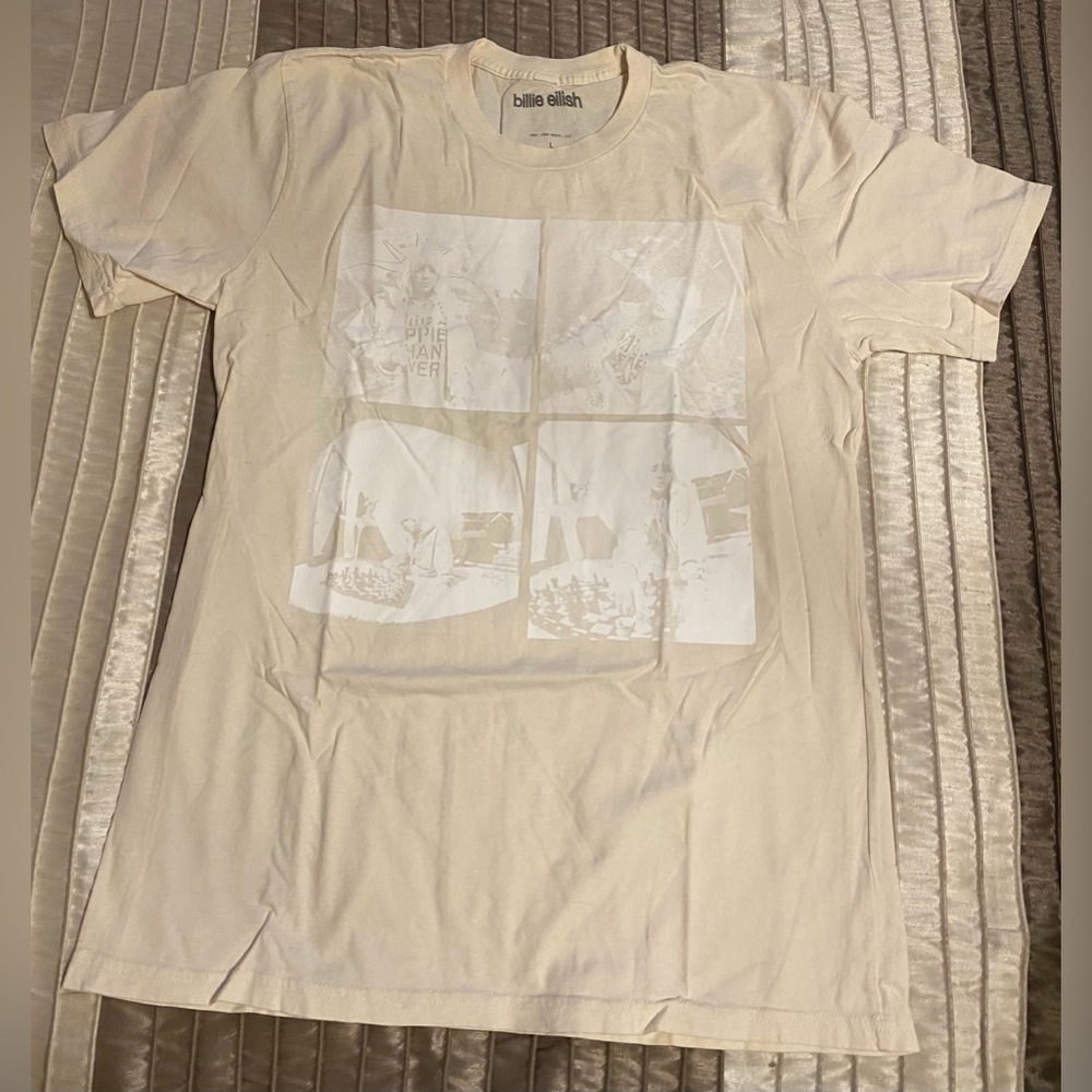 NEW - Billie Eilish Tee. Be with you tee. Natural. Large.